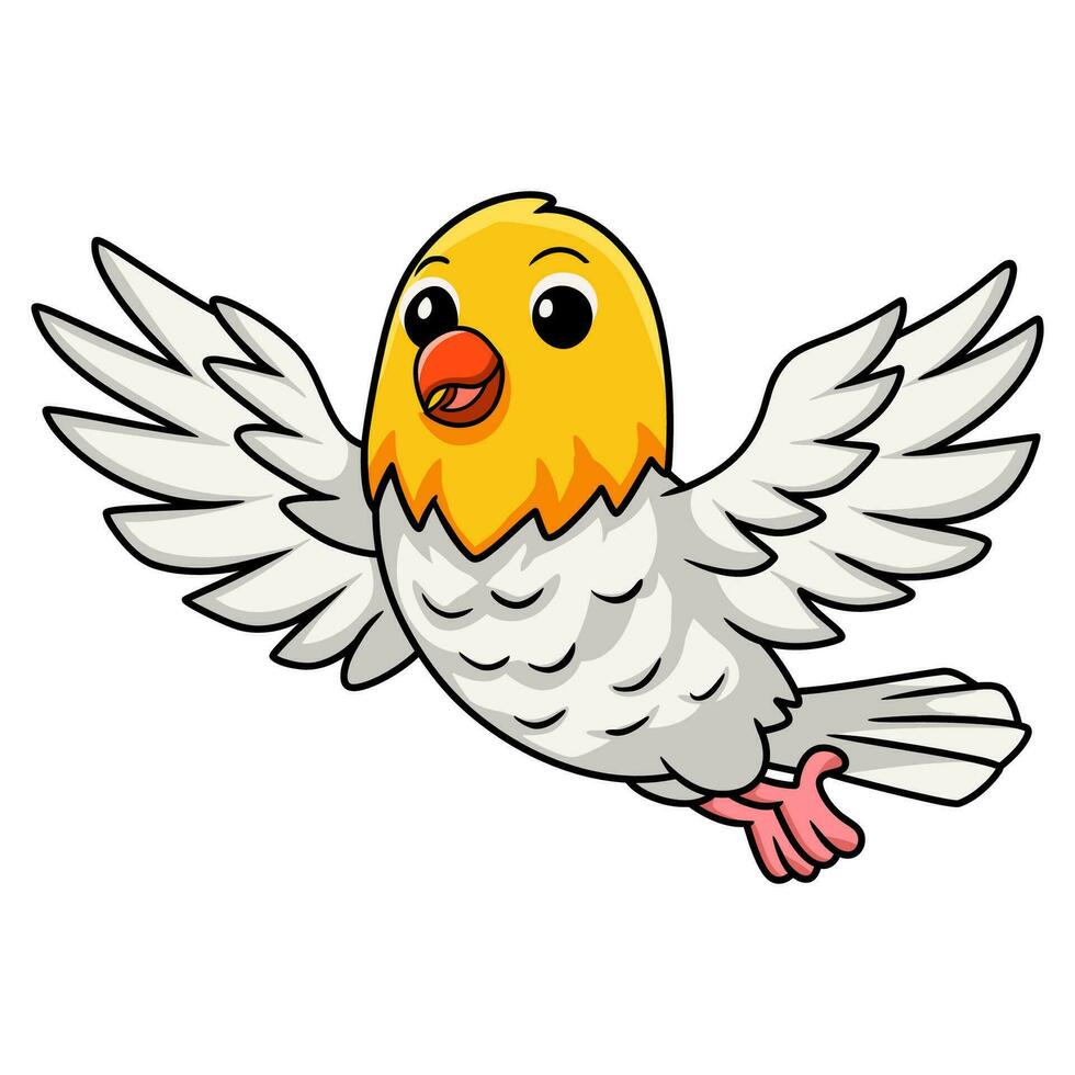 Cute opaline pale fallow lovebird cartoon flying vector