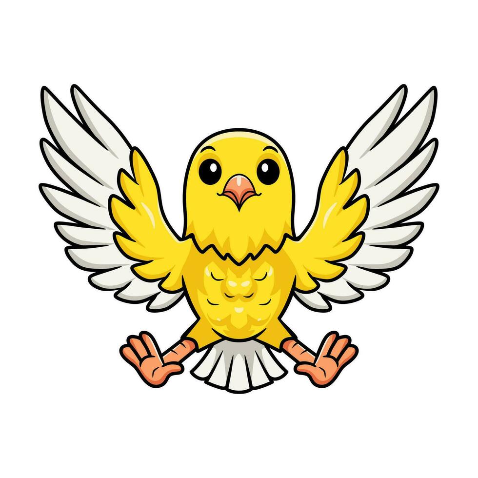 Cute canary bird cartoon flying vector