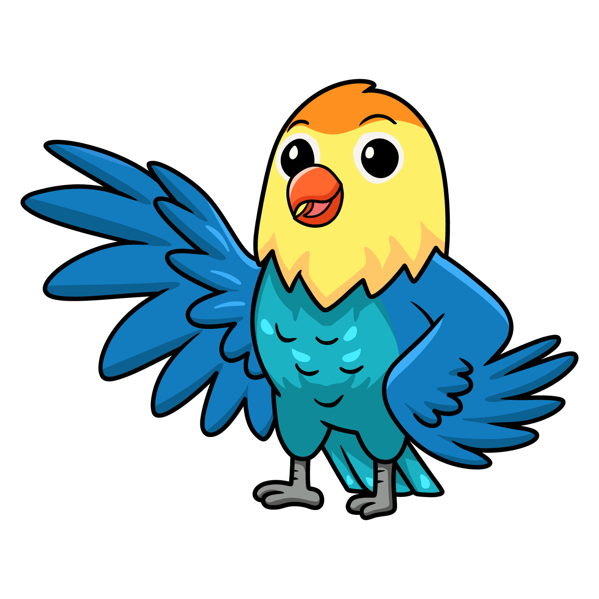 Cute parblue opaline lovebird cartoon waving hand 25370216 Vector Art ...