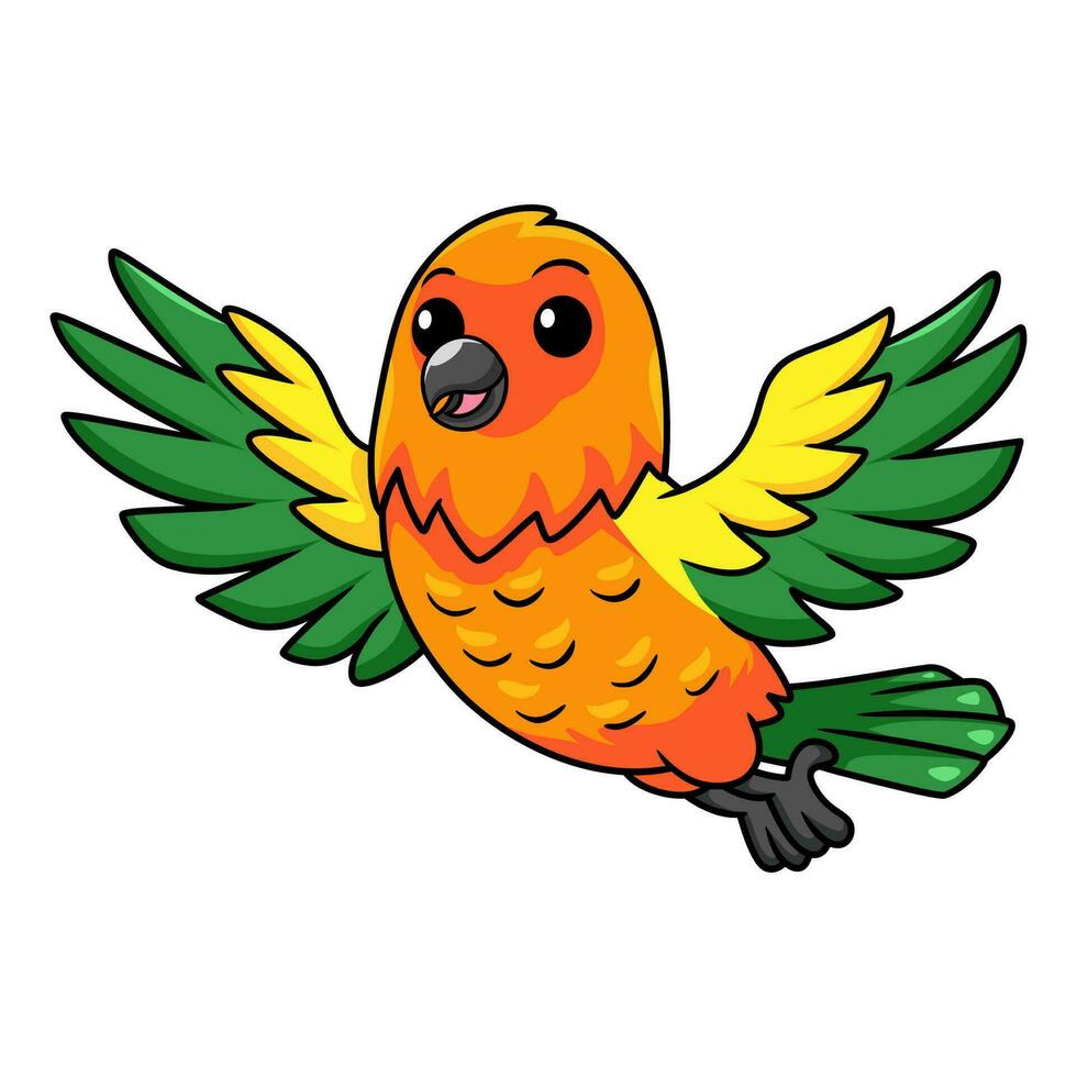 linda Dom conure loro dibujos animados volador vector