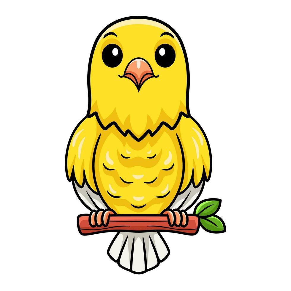 Cute canary bird cartoon on tree branch vector