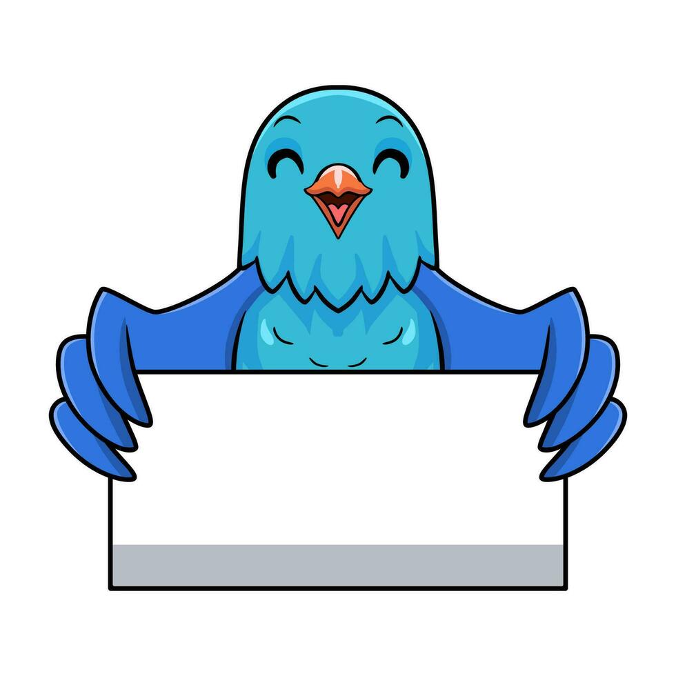 Cute forpus parrotlet bird cartoon holding blank sign vector