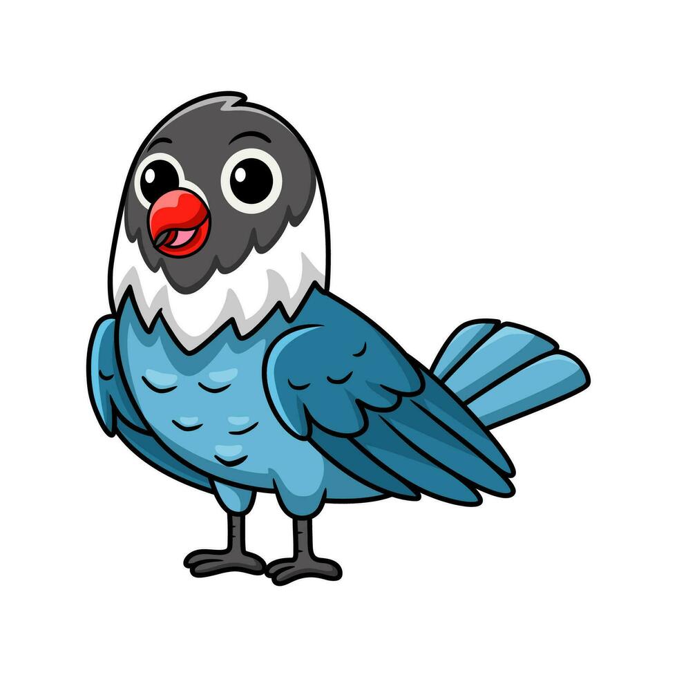 Cute slaty blue love bird cartoon vector