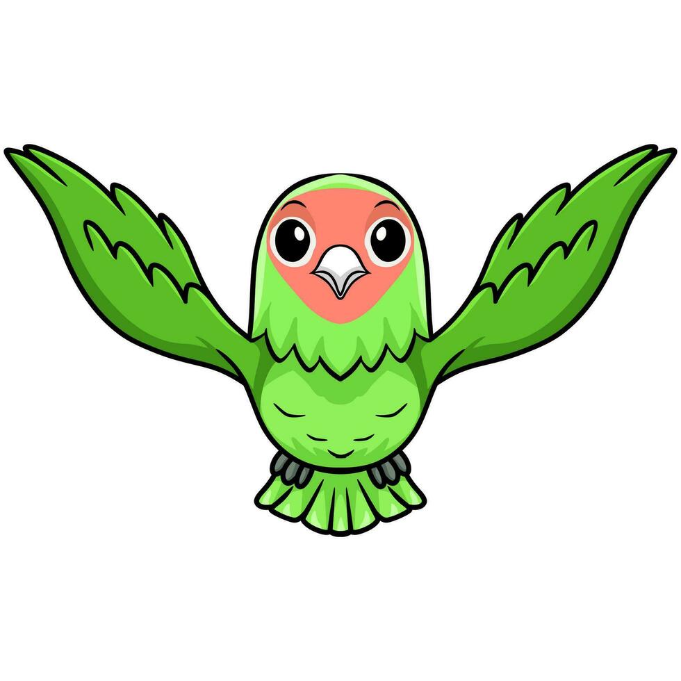 Cute peach faced love bird cartoon flying vector