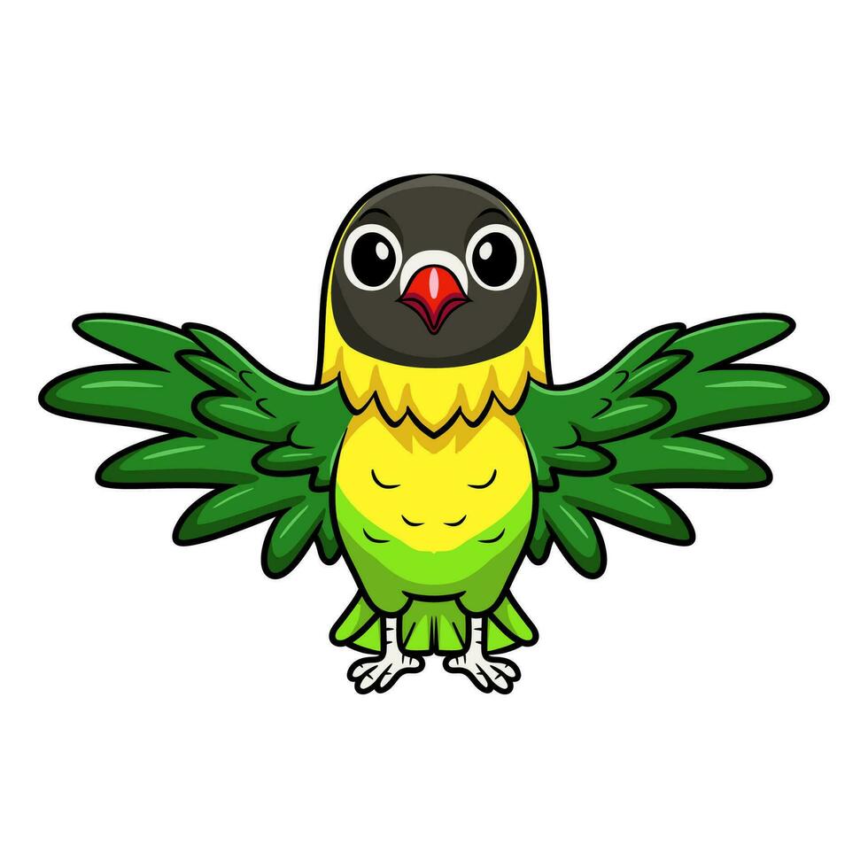 Cute yellow collared love bird cartoon vector