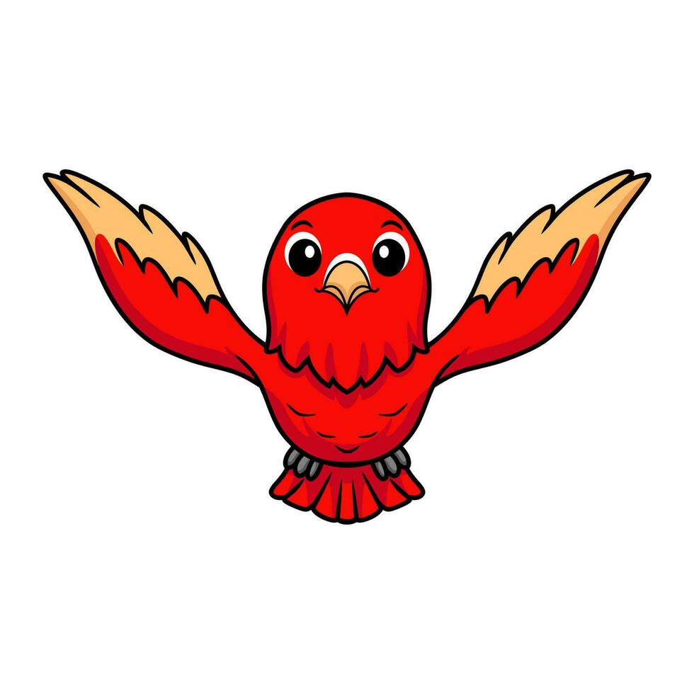 Cute red suffusion lovebird cartoon flying vector
