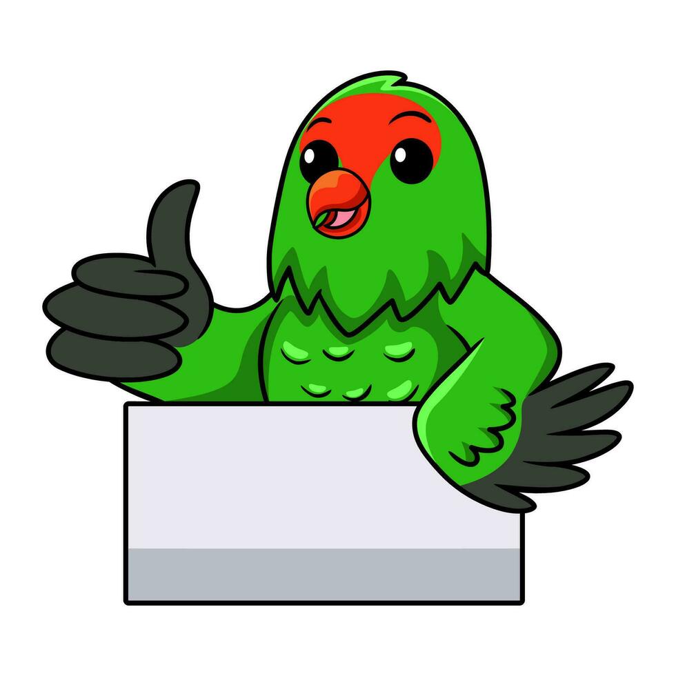 Cute black winged lovebird cartoon giving thumb up vector
