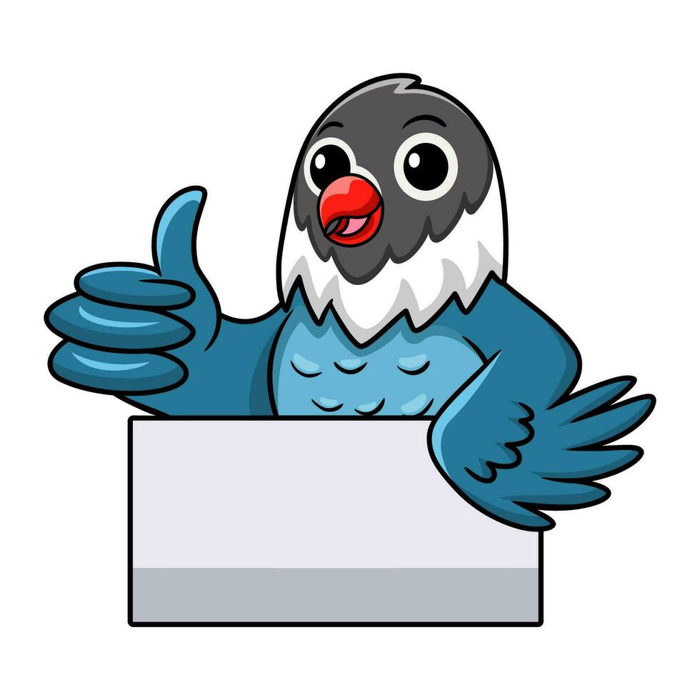 Cute slaty blue love bird cartoon giving thumb up vector