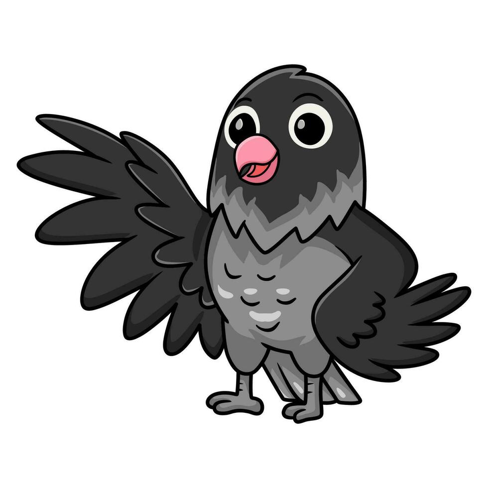 Cute mauve gray masked lovebird cartoon waving hand vector