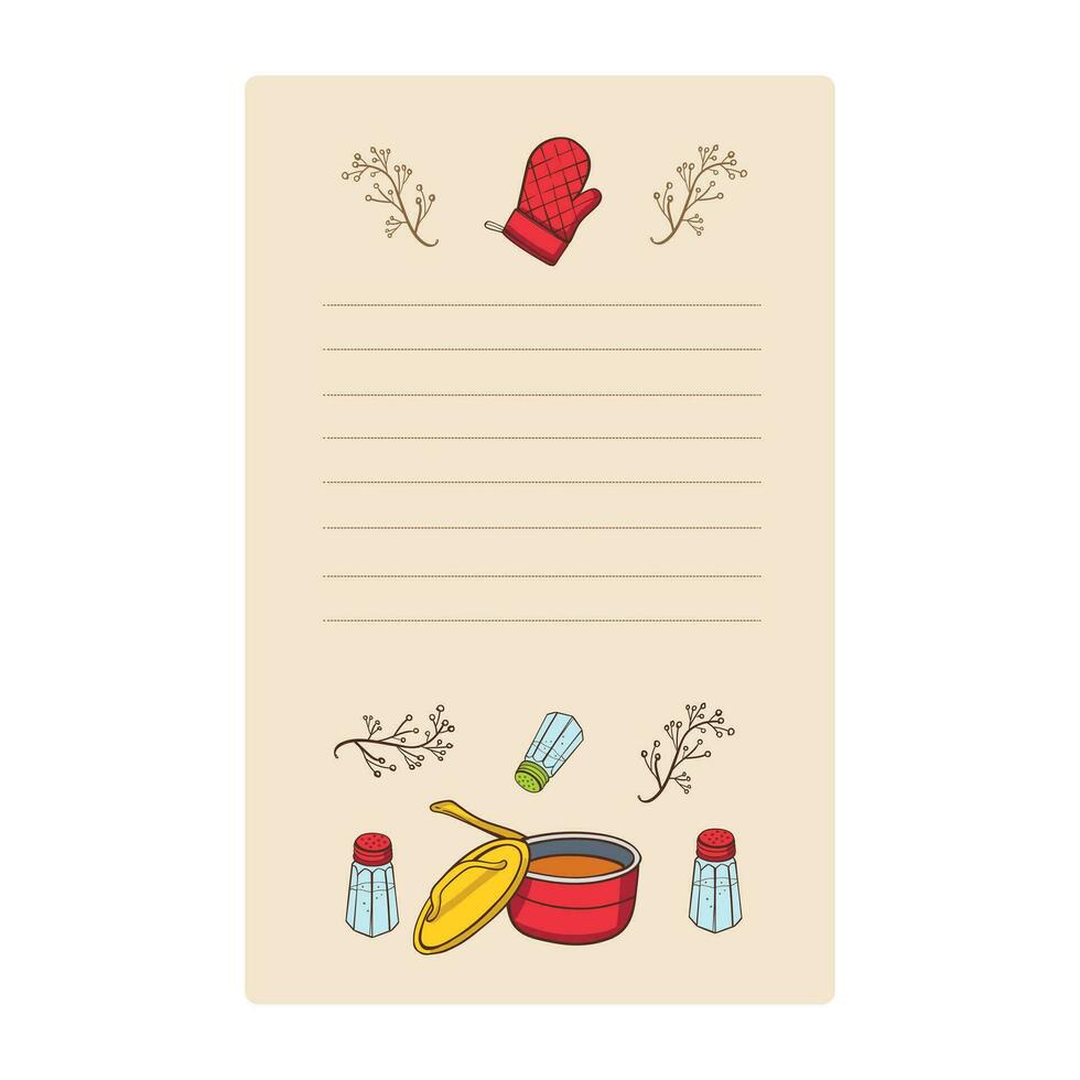 Cookbook template Kitchen utensils. Vector illustration.