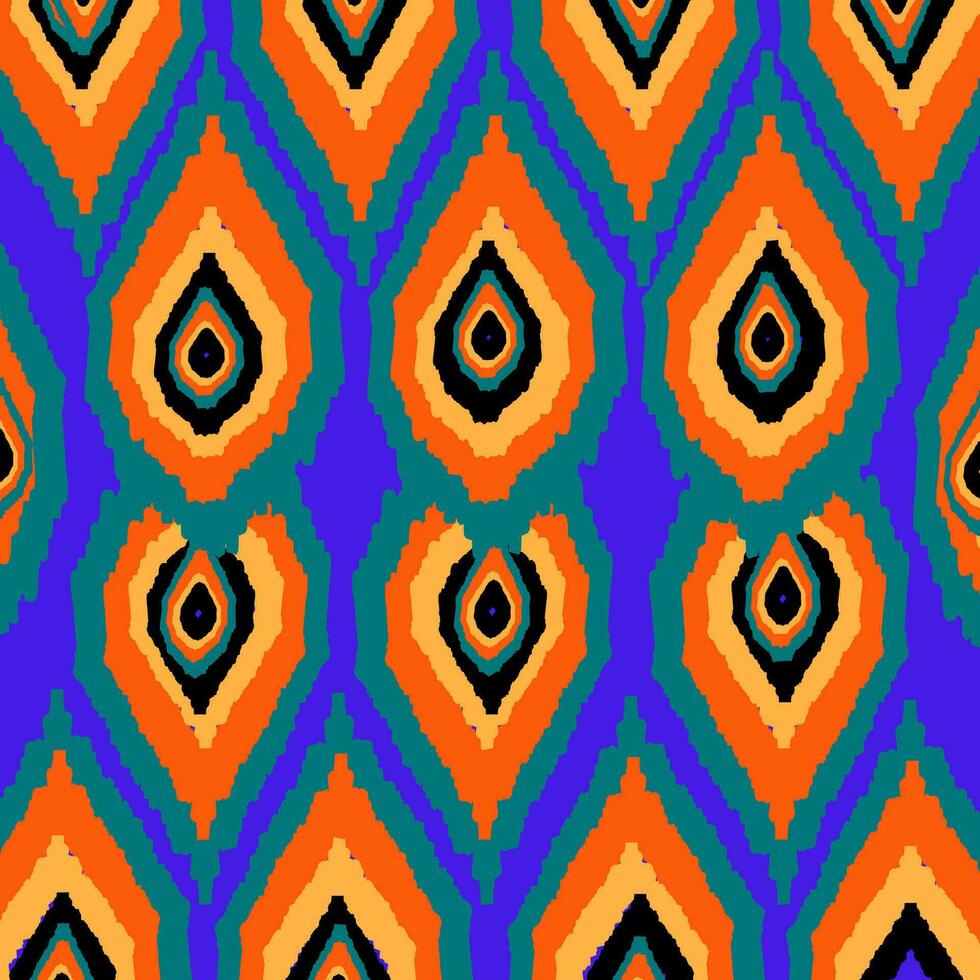 ikat ethnic seamless pattern. abstract ogee textured background for textile, wallpaper vector