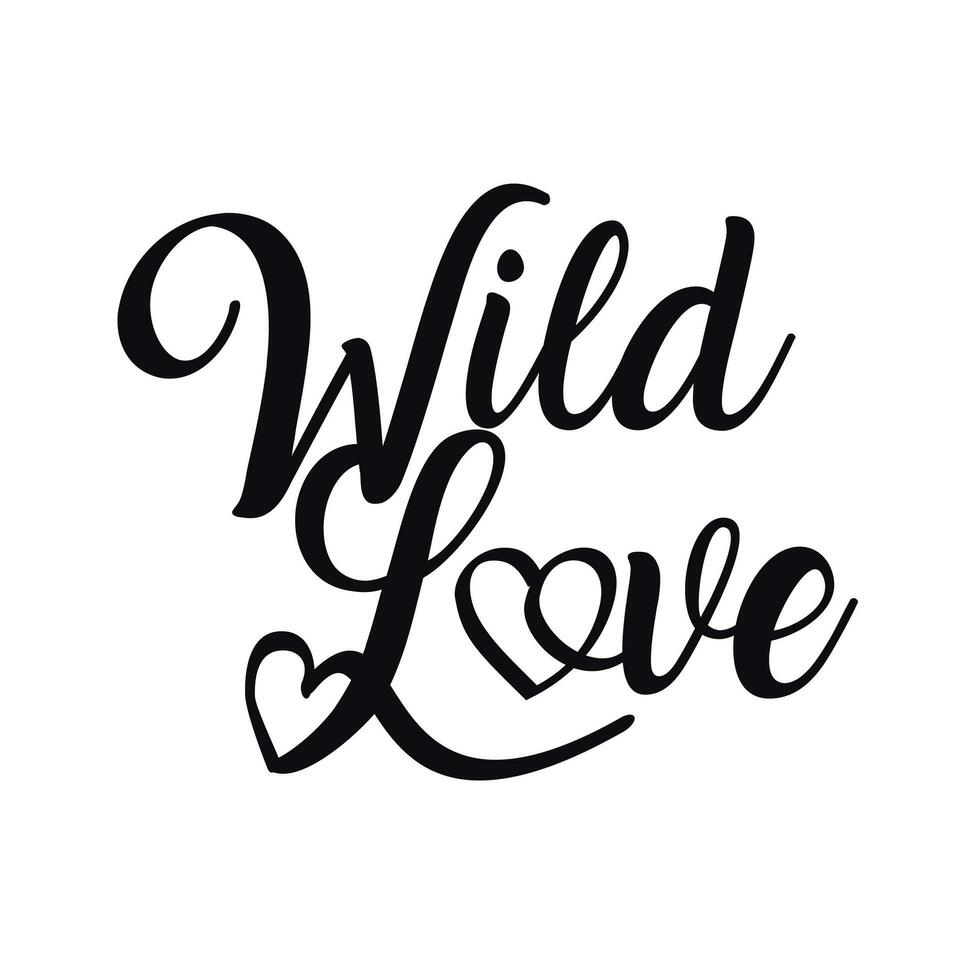 Wild Love - typographic design of a word mixed with a red heart vector