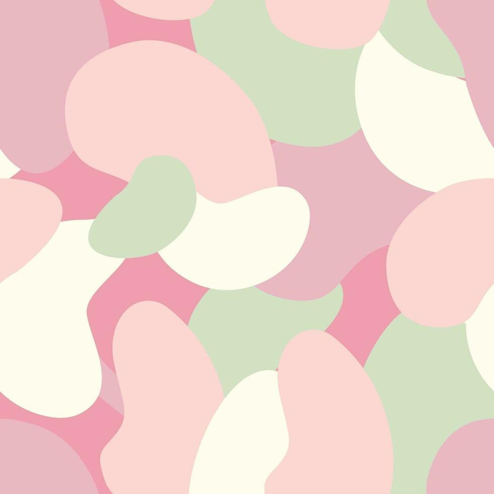 Vector illustration of seamless pattern of minimalist camouflage ornament drawn with pastel colors