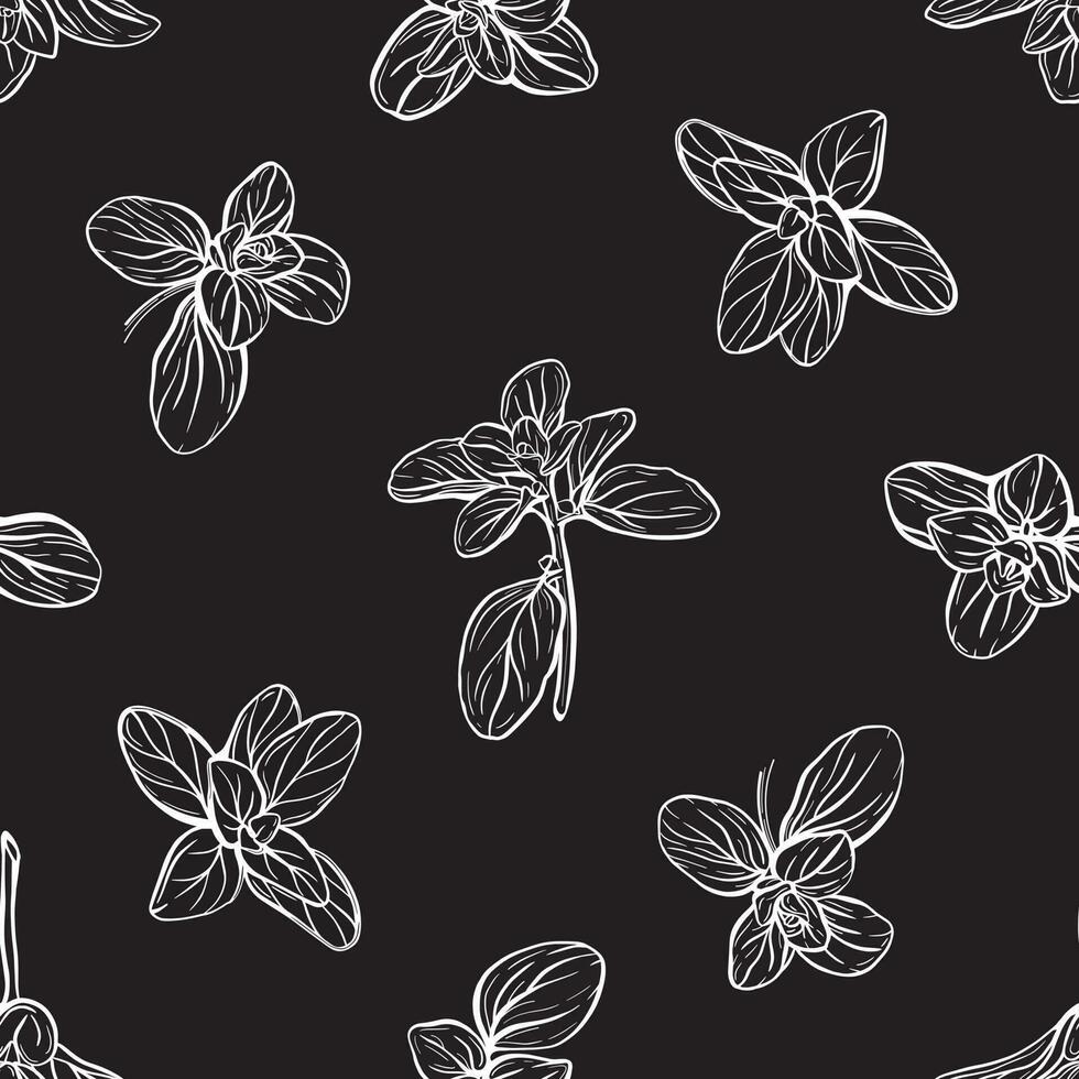 seamless pattern with basil leaves vector