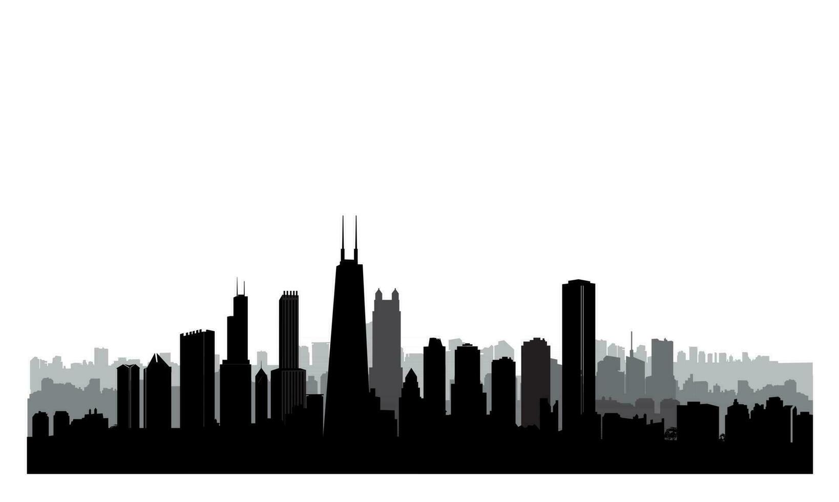 Chicago city buildings silhouette. USA urban landscape. American cityscape with landmarks. Travel USA skyline background. vector