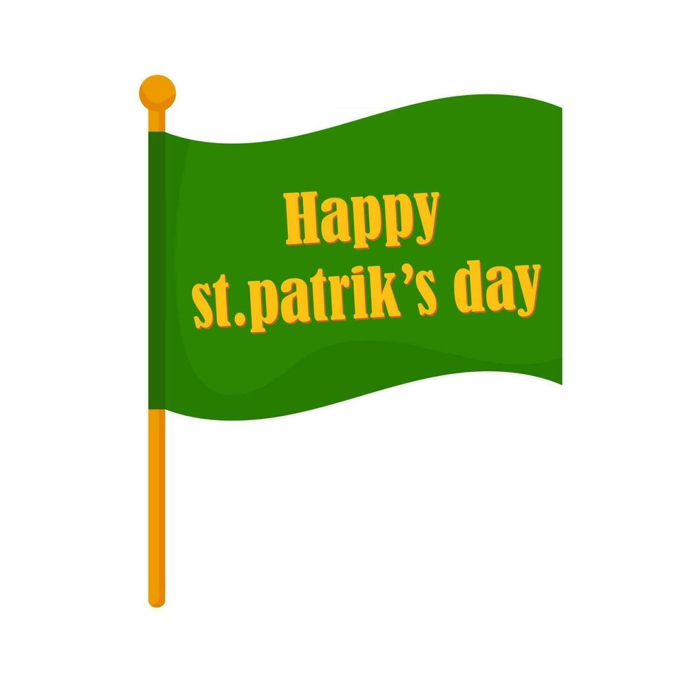 Flag decorated with elements for St. Patrick's Day.Cartoon style vector