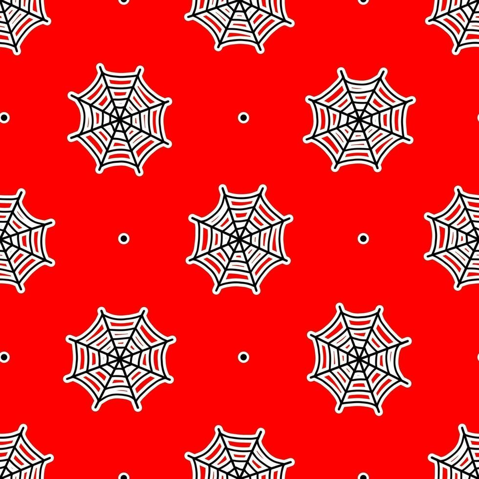 Red Seamless pattern with spider web vector