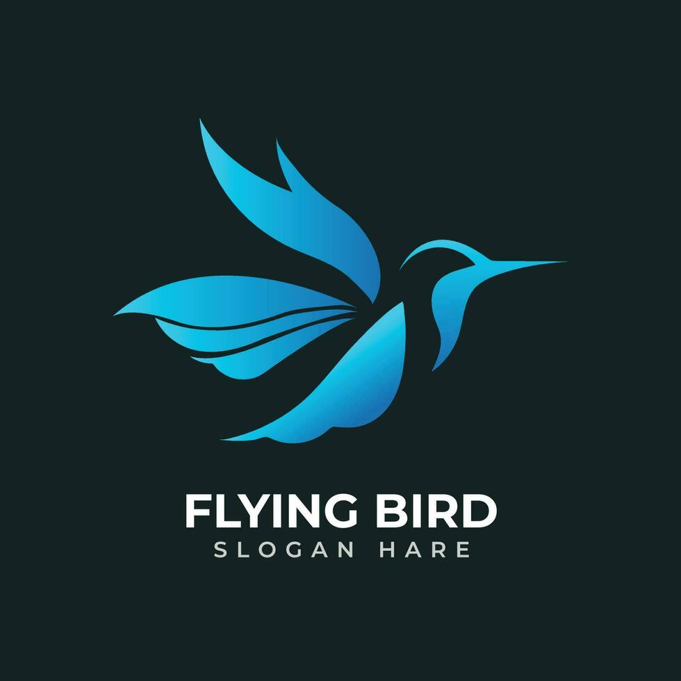 Colorfull gradient flying bird logo vector design.