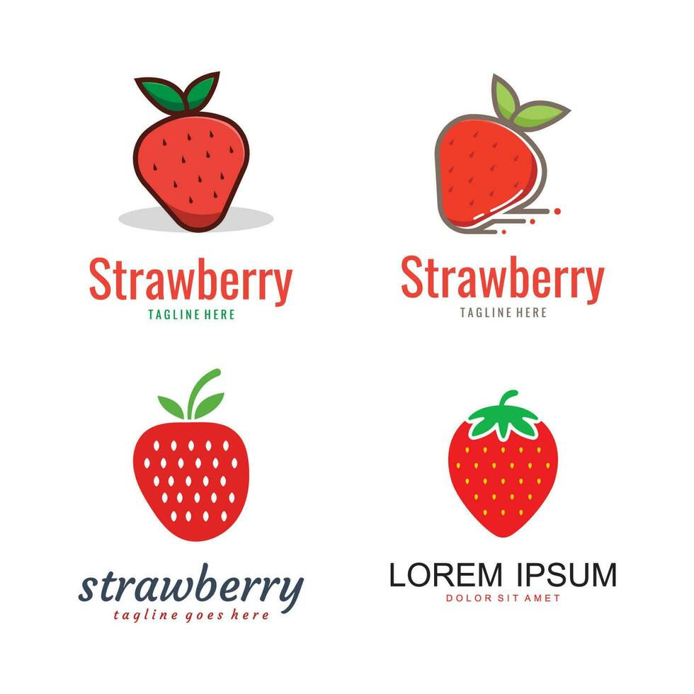 Fresh Strawberry Fruit Logo Template vector