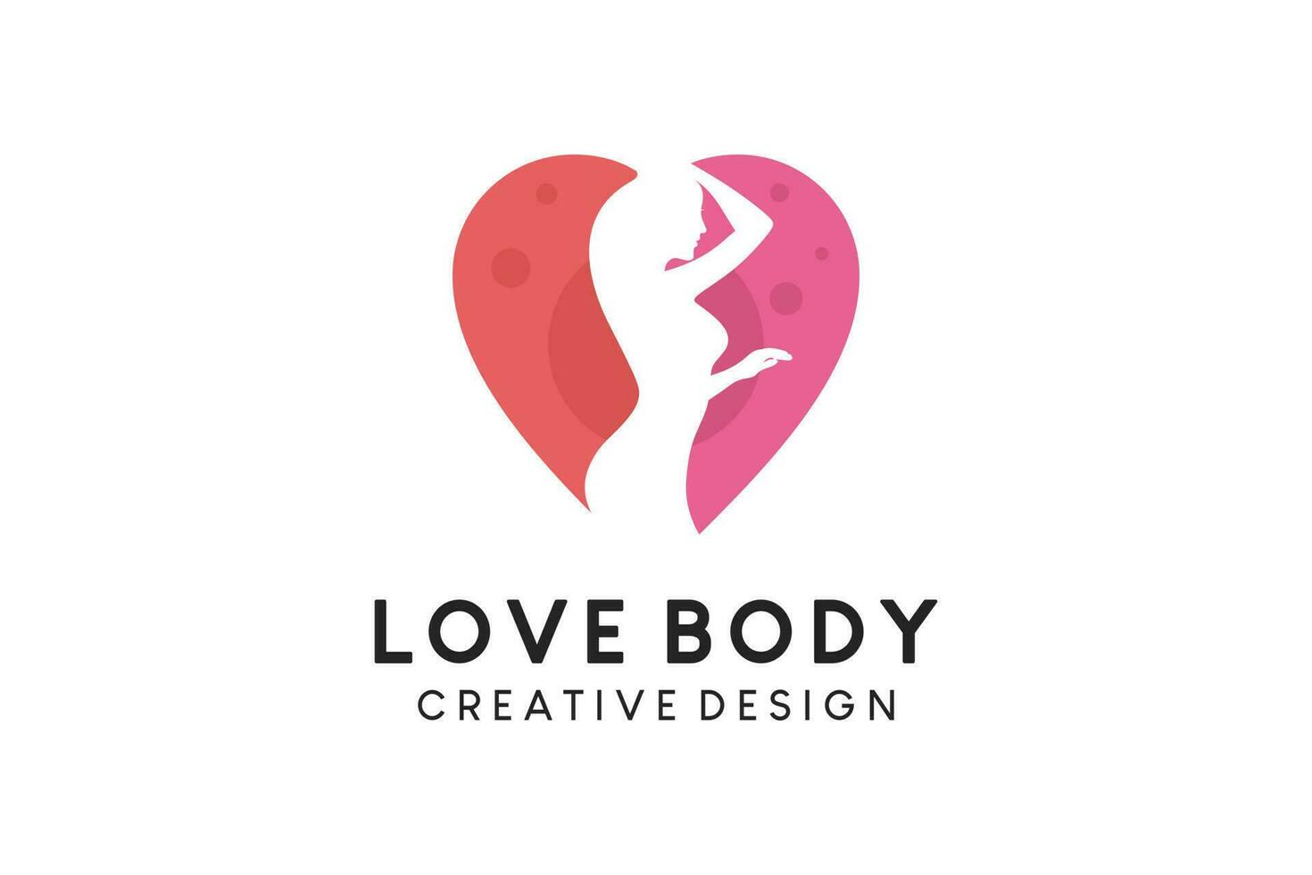 mujer cuerpo silueta diseño en amor para belleza logo vector