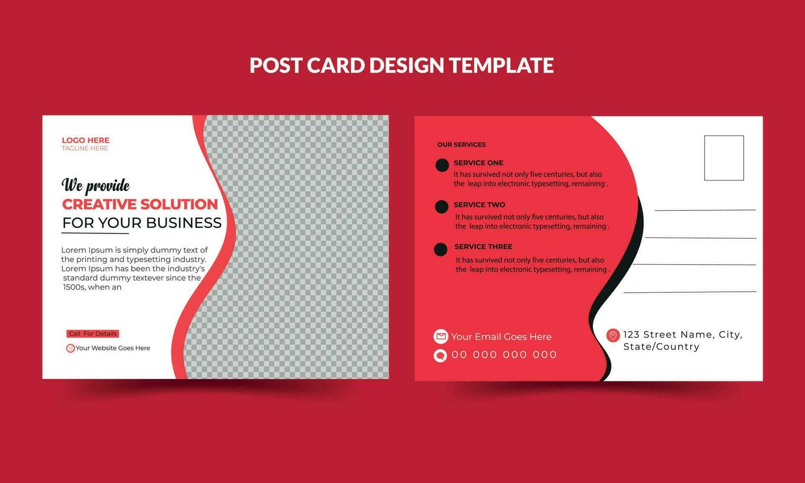 Modern and Minimalist Postcard Template Design Free Vector