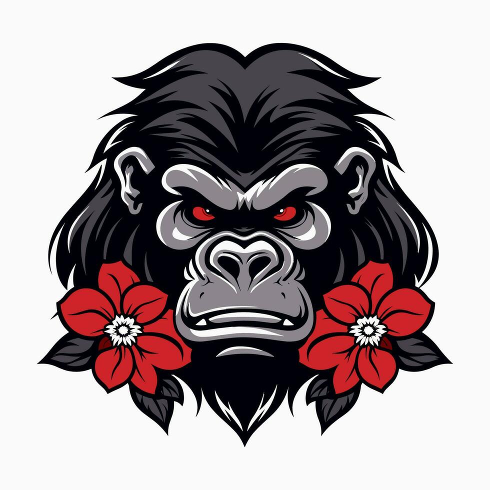 poderoso y feroz gorila logo diseño ilustración, mano dibujado a hacer un declaración vector