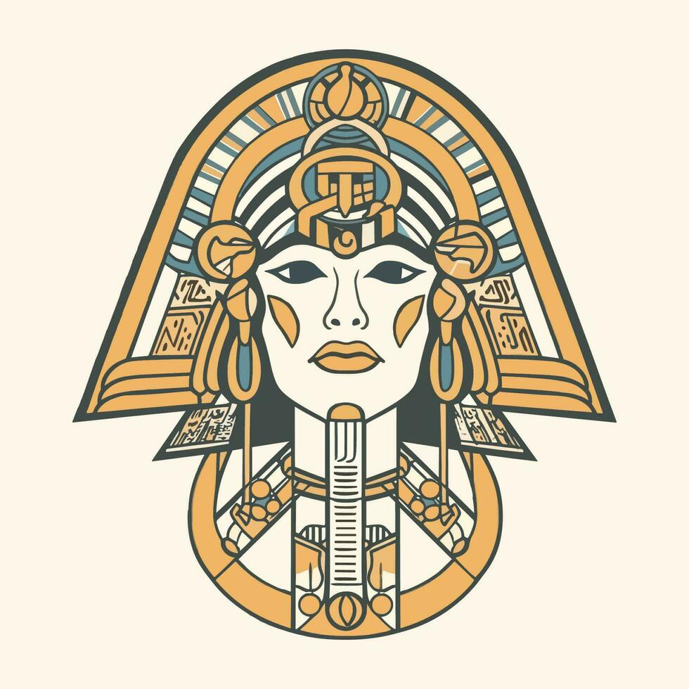 Cleopatra handdrawn logo design illustration vector