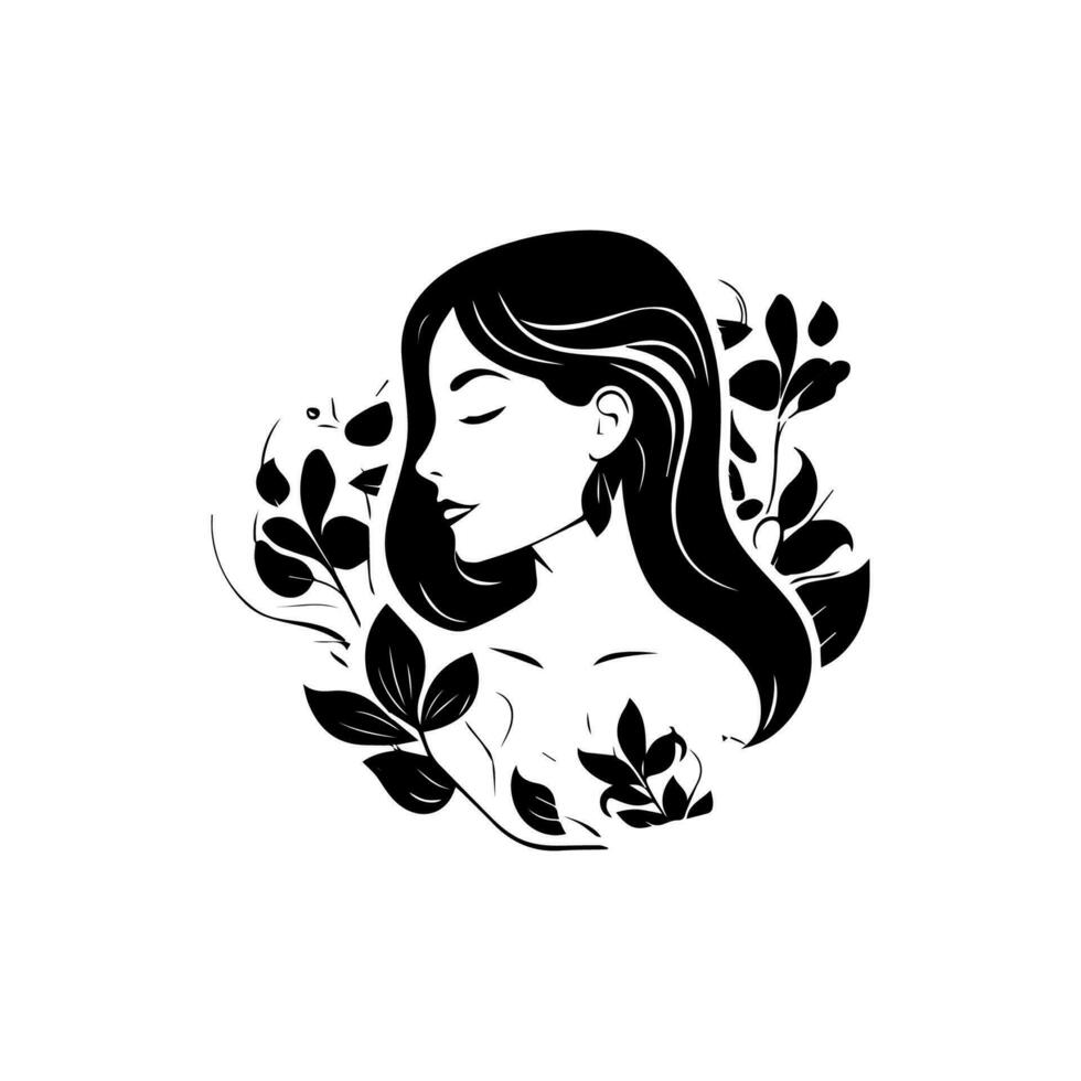 Mindfulness logo design black and white handdrawn illustration 25372004