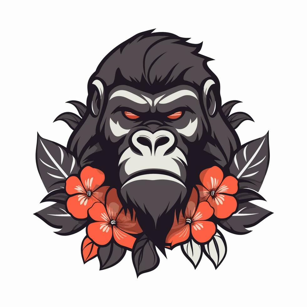poderoso y feroz gorila logo diseño ilustración, mano dibujado a hacer un declaración vector