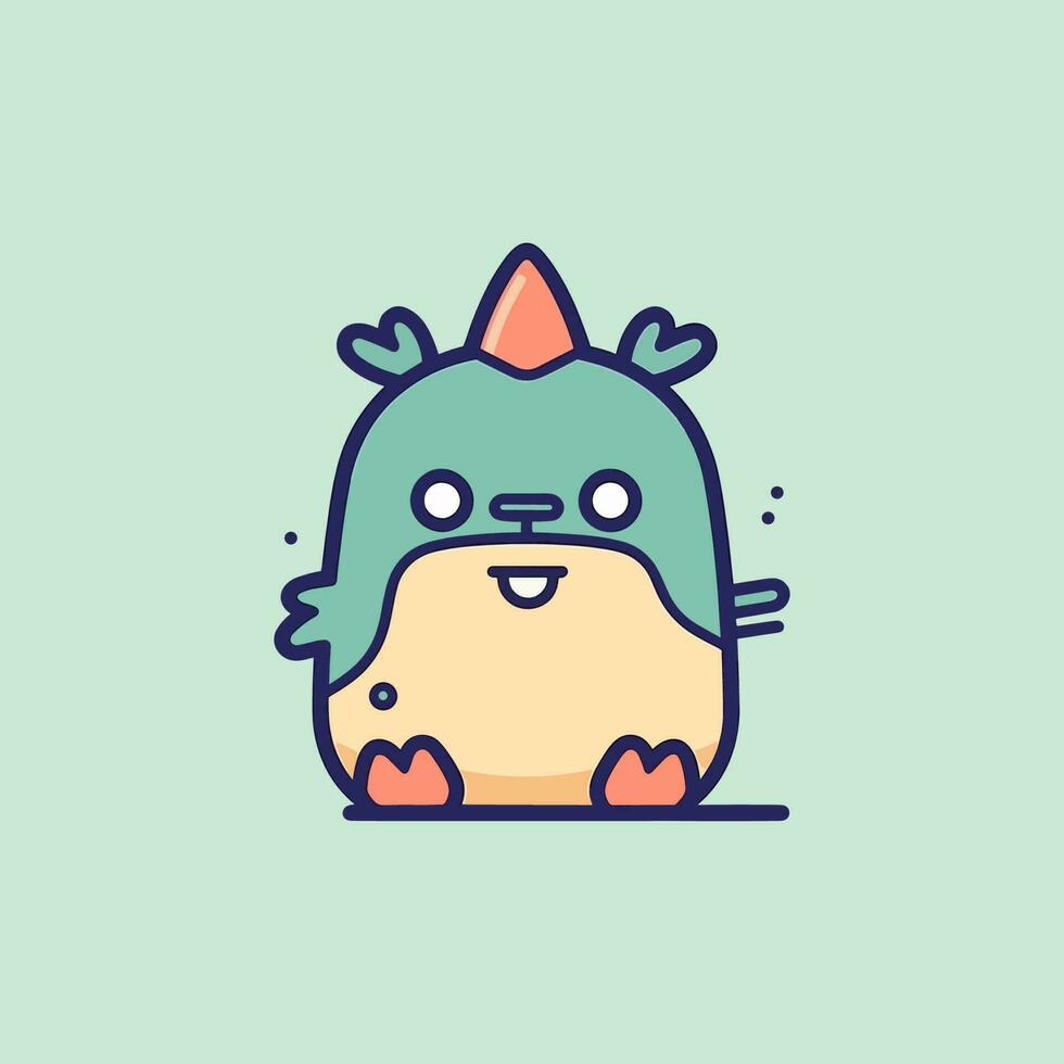A cute and colorful kawaii monster illustration, perfect for children's books, stickers, and merchandise design vector