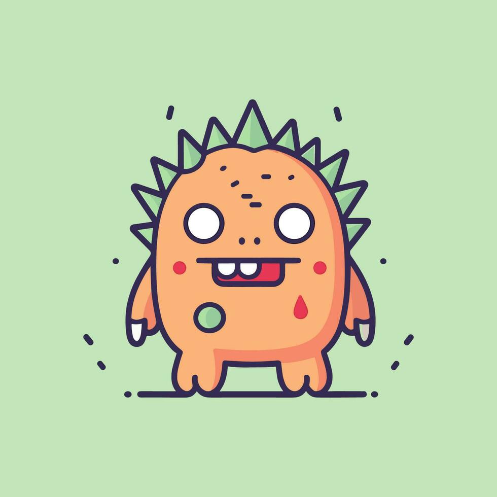 A cute and colorful kawaii monster illustration, perfect for children's books, stickers, and merchandise design vector