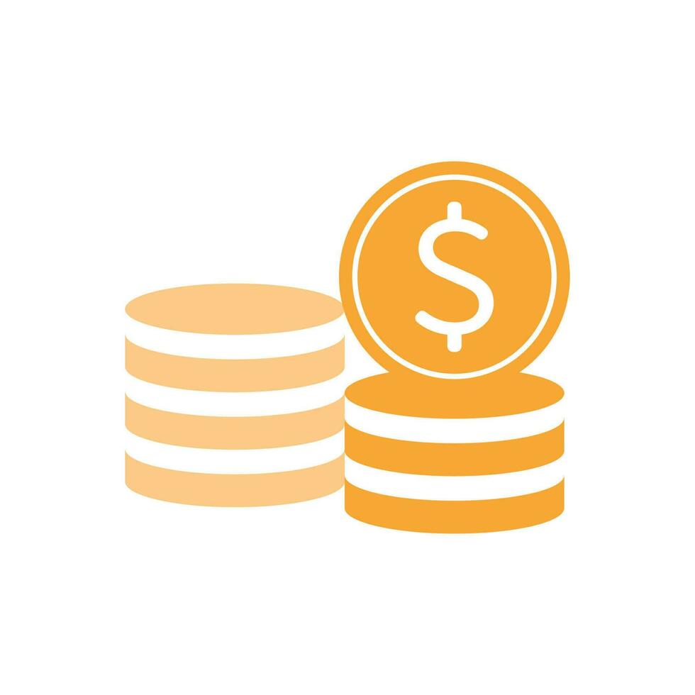 Some Gold Coins and dollar sign or money Vector Illustration. Finance and world economy.