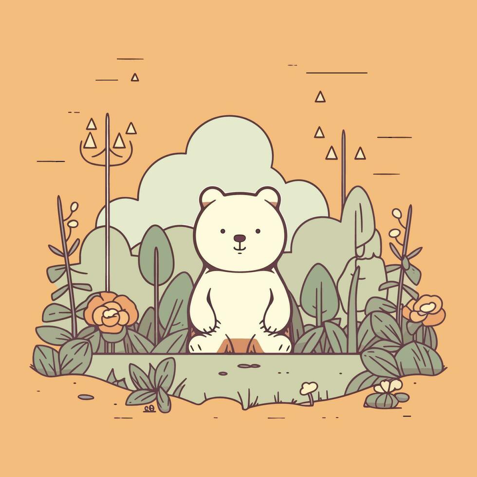 A charming and adorable kawaii bear illustration, perfect for use in children's books, websites, or as a cute mascot for any brand or produc vector