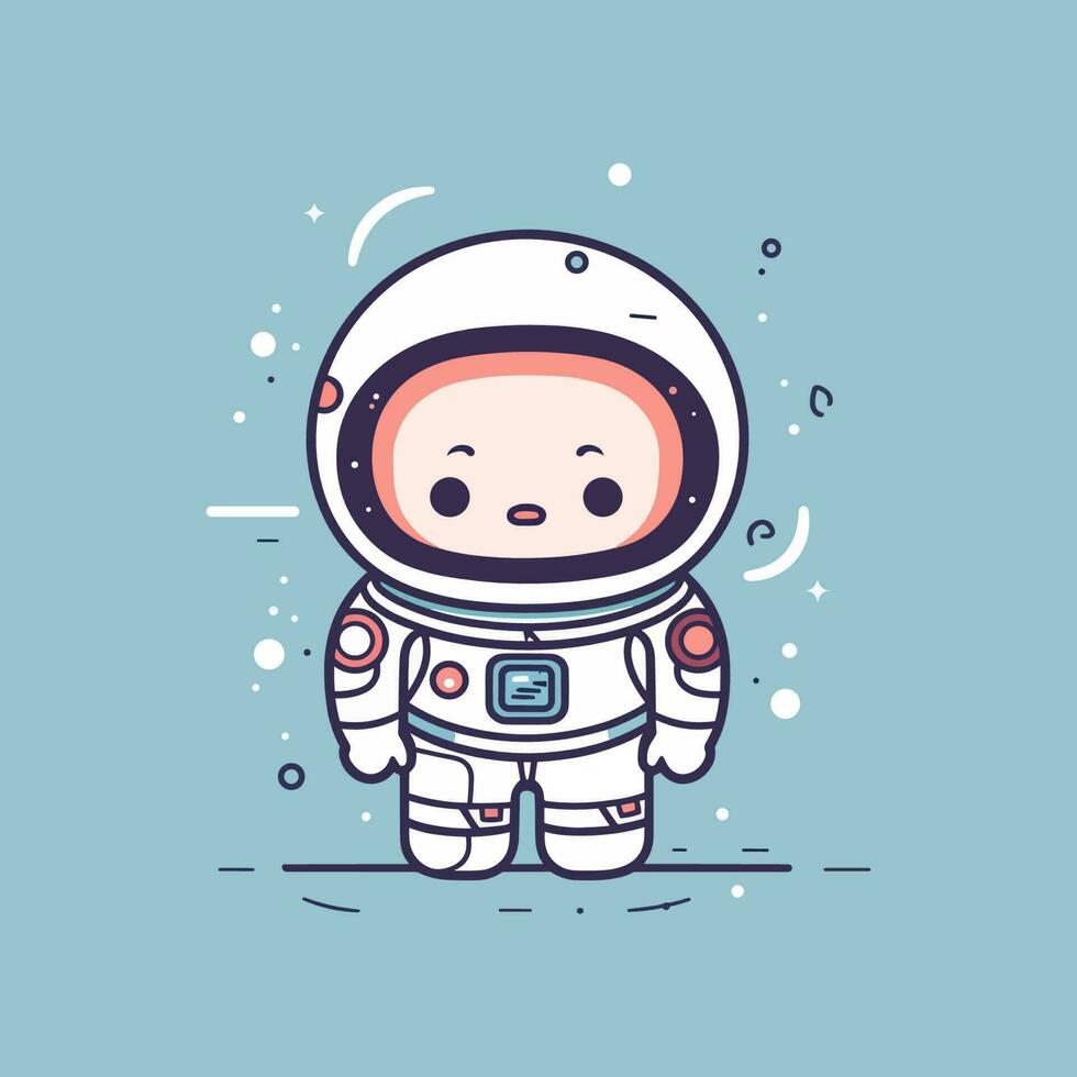 Cute mascot astronaut cartoon spaceman illustration vector