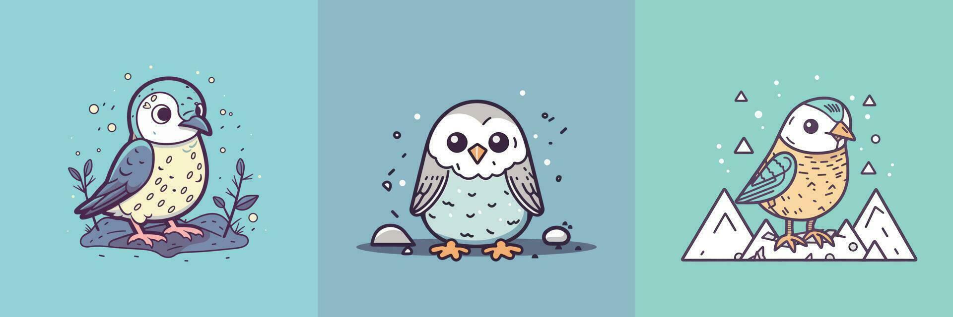 linda águila halcón pájaro conjunto colección kawaii dibujos animados ilustración vector