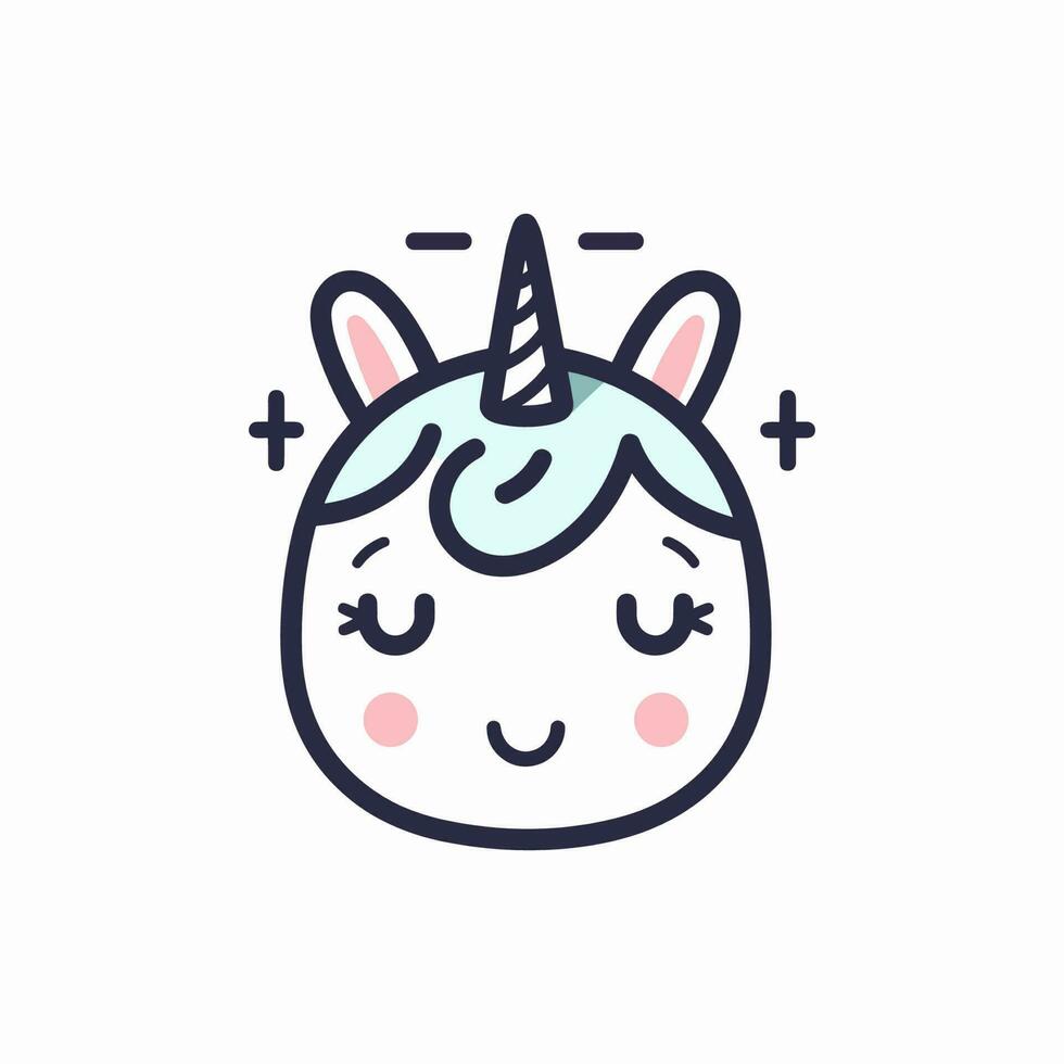 un caprichoso y encantador logo ilustración presentando un linda kawaii unicornio, Perfecto para un para niños marca o un de temática mágica producto vector