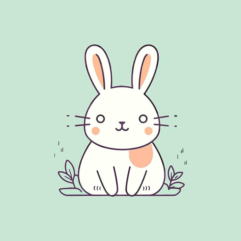 linda kawaii Conejo conejito dibujos animados Pascua de Resurrección cutevector ilustración vector