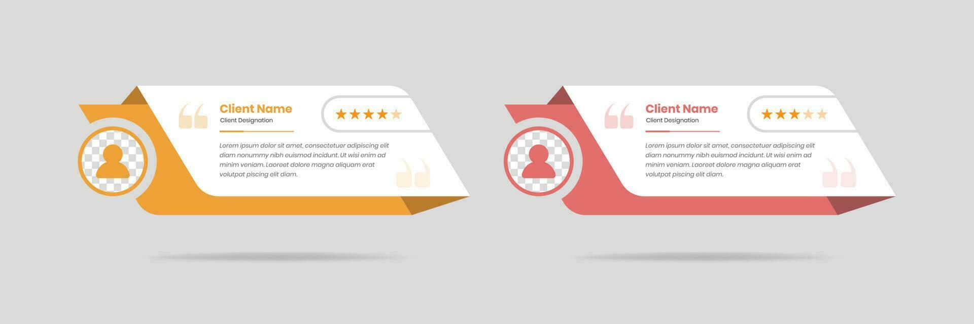 Minimalist client feedback or customer review template design element for a website vector