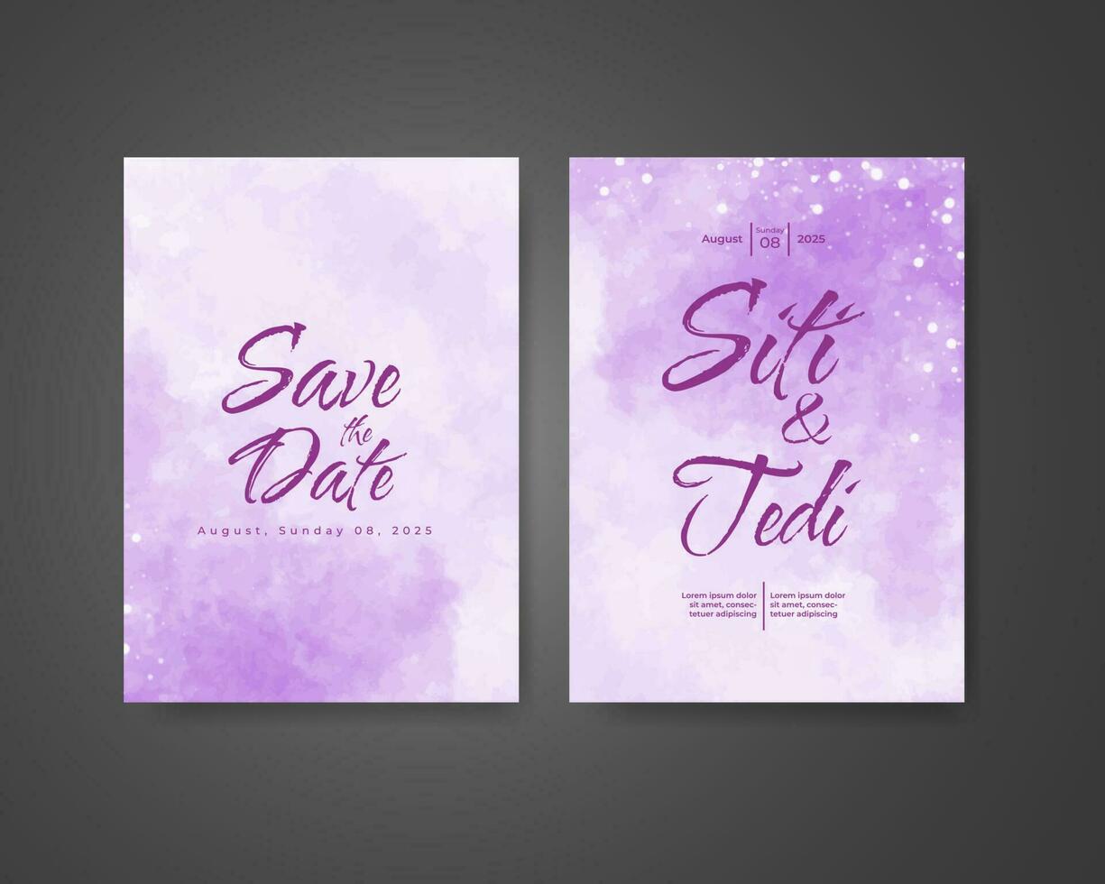Wedding invitation with abstract watercolor background vector