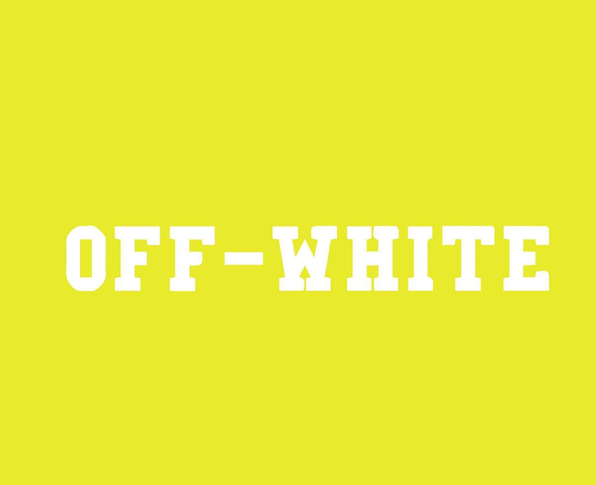 Off-White Brand Symbol Logo Name White Design Clothes Icon Abstract Vector Illustration With Yellow Background