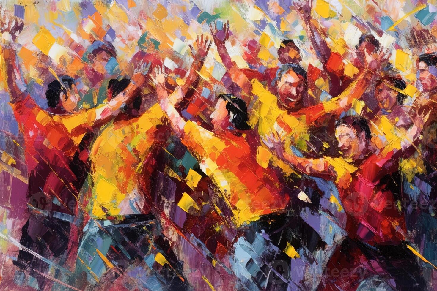 Manchester city fans celebrating winnning champions league illustration photo