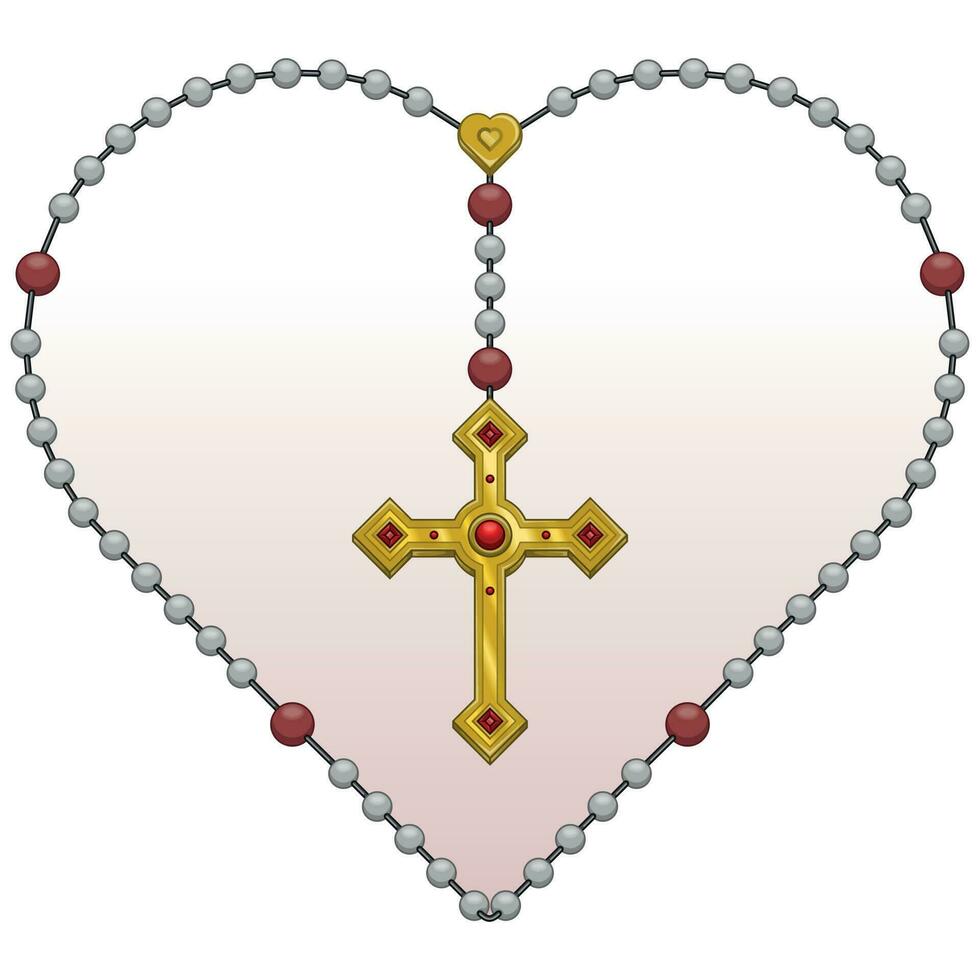 Heart shaped rosary vector design