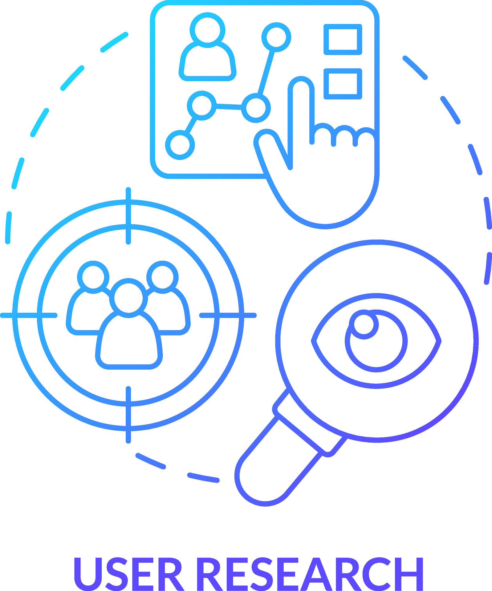 User research blue gradient concept icon. Audience experience ...