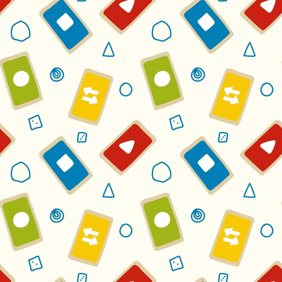 Board game themed seamless pattern. Isolated vector tileable texture background. Series of Gaming and Gambling Patterns.