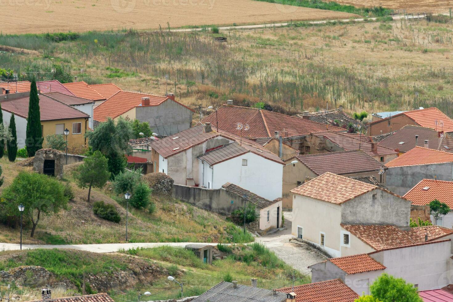 houses in typical village of the plateau of Spain photo