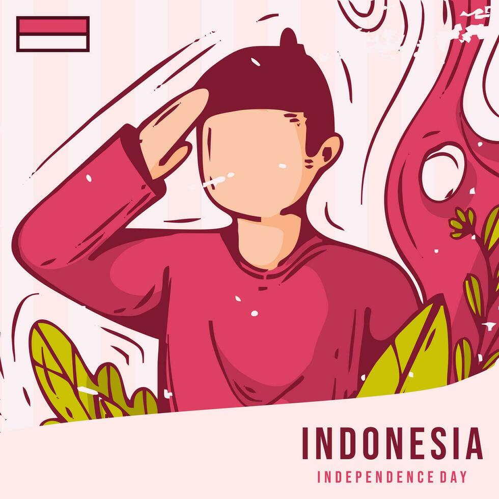 social medios de comunicación saludo póster modelo agosto 17 Indonesia independencia día vector
