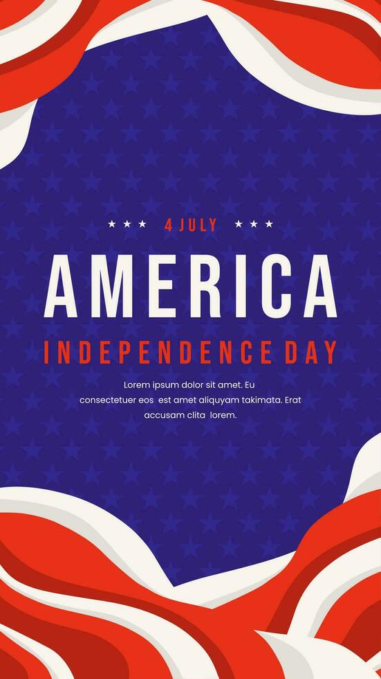 blue and red vertical banner with the text july 4, america independence day vector