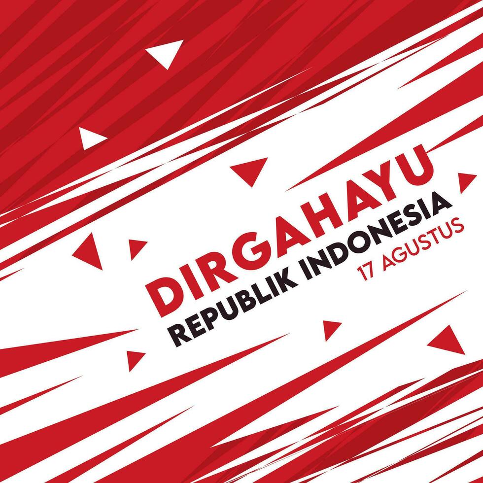 Indonesian independence day greeting social media post vector template with red and white background