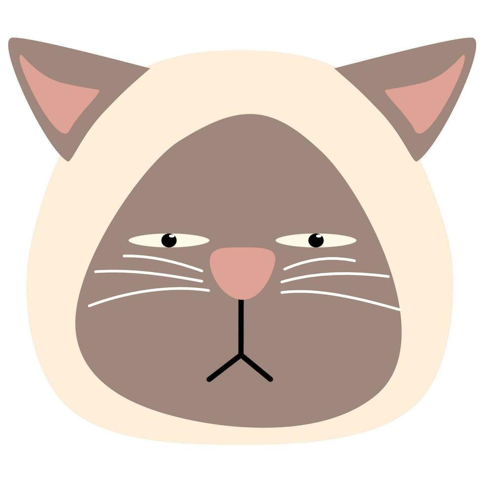 funny face cat head arrogant brown vector