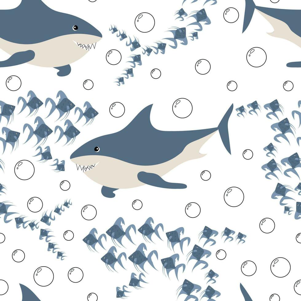 Cartoon shark seamless pattern vector
